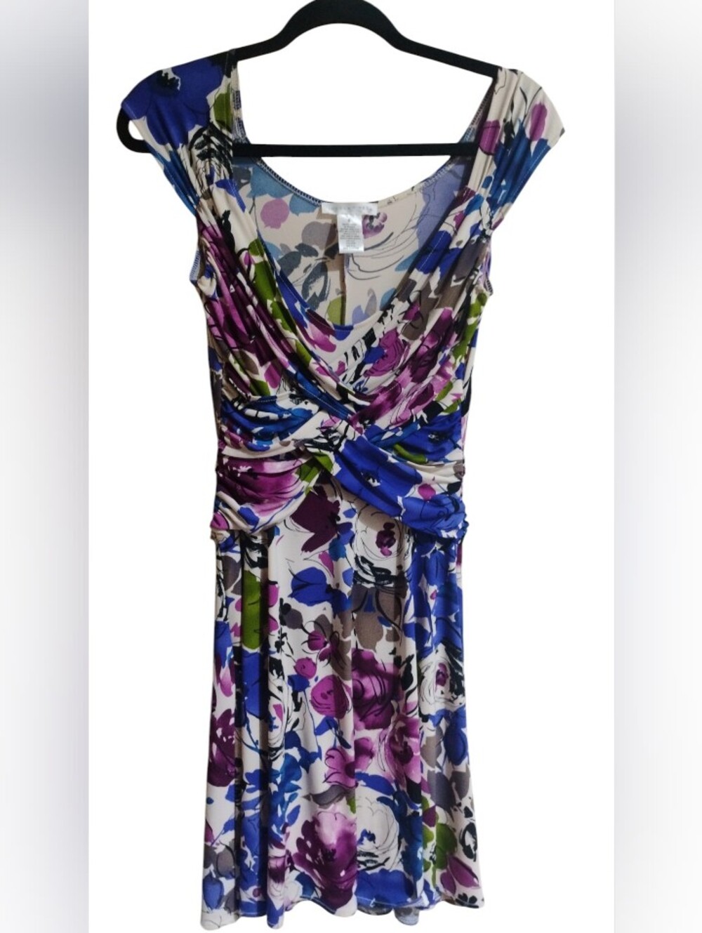 London Times Floral Midi Dress in Blue, Purple, Green, & White SZ 8